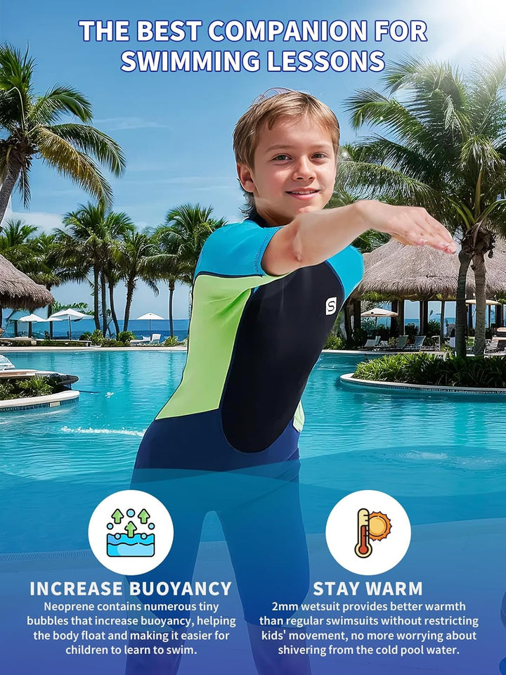 Summshall Neoprenanzug Kinder, 2.5mm Neopren Kinder Neoprenanzug Jugend Kurz Lang Wärmender Neoprena