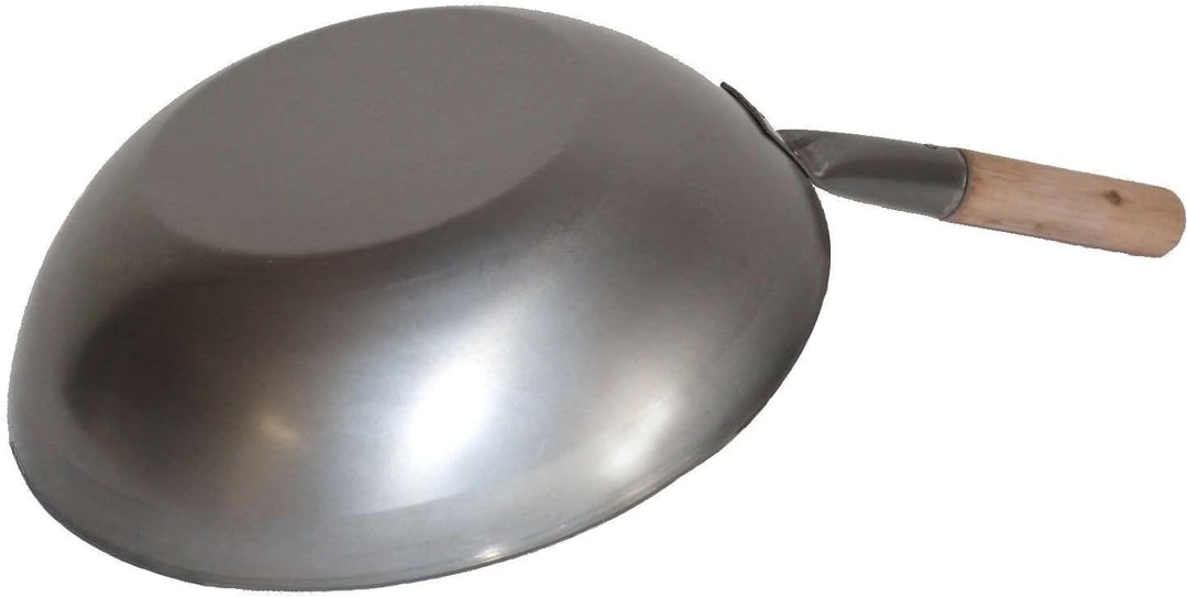 AAF Nommel ®, Wok Pfanne Flacher Boden Ø 40 cm aus Karbon Stahl, für Gas und Induktionskochfelder, m