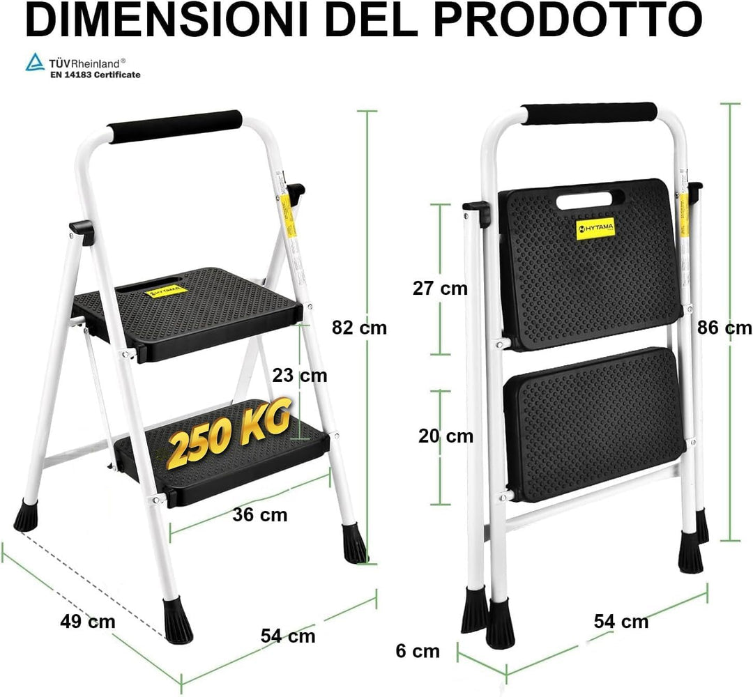 HYTAMA Klapphocker mit breitem, rutschfestem Pedal, robuste Stahlleiter, bequemer Griff, leicht, tra