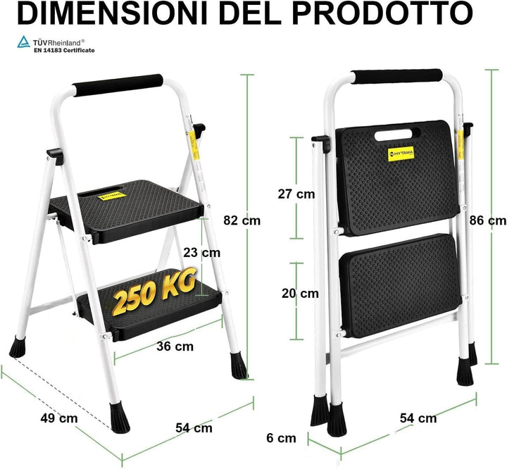HYTAMA Klapphocker mit breitem, rutschfestem Pedal, robuste Stahlleiter, bequemer Griff, leicht, tra