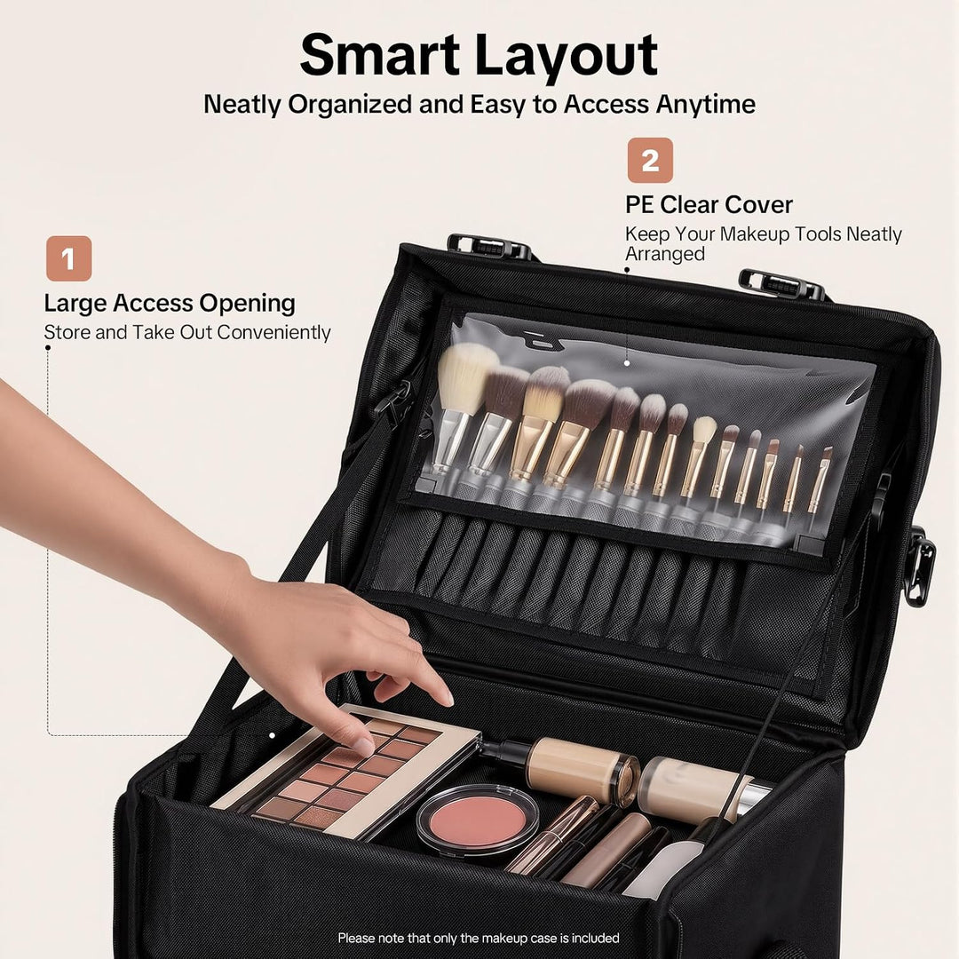 2 In 1 Kosmetik Trolley Multi-Function Friseurkoffer Professionelle Schwarz Kosmetikkoffer Beauty To