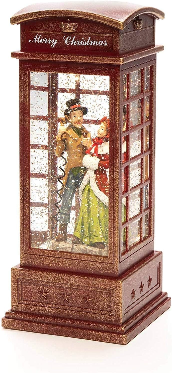 Konstsmide 4368-550 Telefonzelle Warmweiss LED Rot beschneit, mit Wasser gefuellt, Timer, mit Schalt
