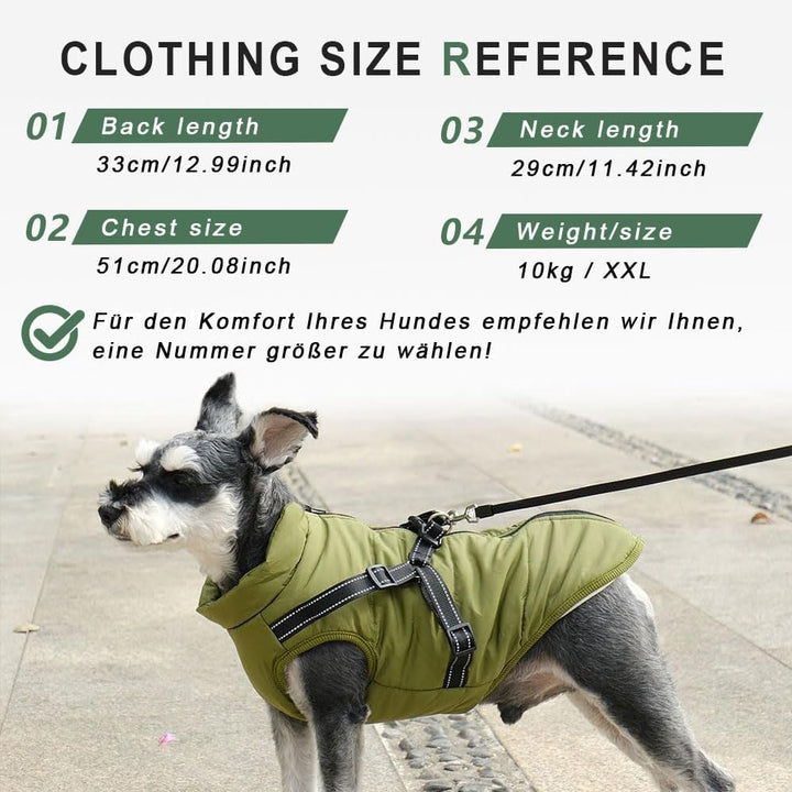 Hundejacke Winterweste Jacken, Hundemantel mit Geschirr für Kleine Hunde Hundemantel Wasserdicht Mas