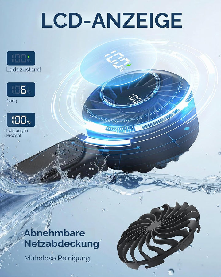 Peiyuu Handventilator, Tragbarer Mini Ventilator mit 4000 mAh, LED-Display Handventilator mit 6 Gesc