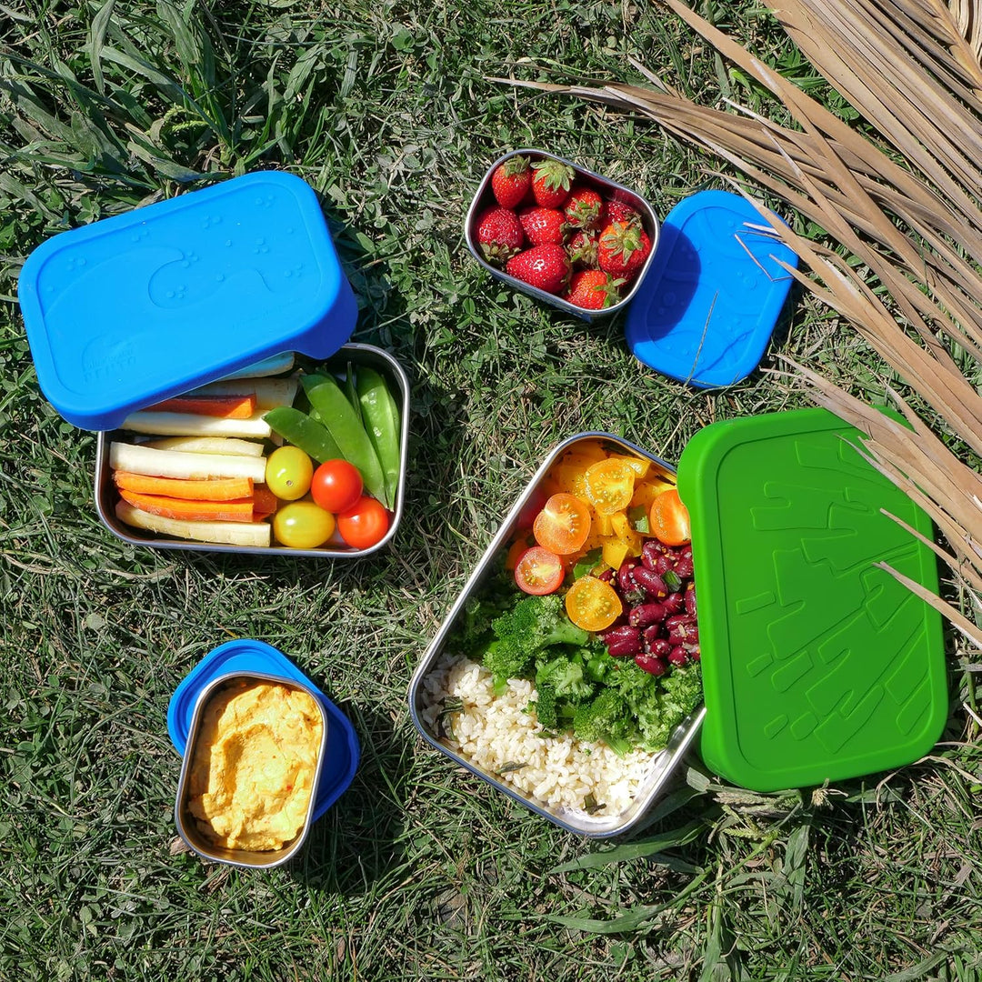 ECOlunchbox Blue Water Bento | Splash Box XL, Grosse Edelstahldose mit Silikondeckel | Lunchbox | Br