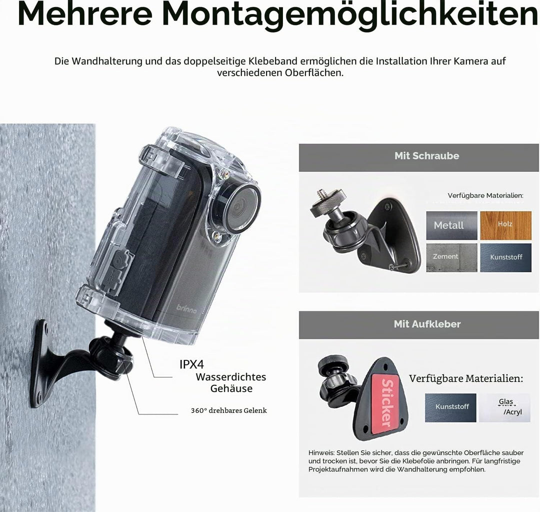 Brinno BCC300-M Video-Zeitraffer-Kit – TLC300 Time Lapse Kamera 1080P FHD HDR, LCD-IPS-Bildschirm, I