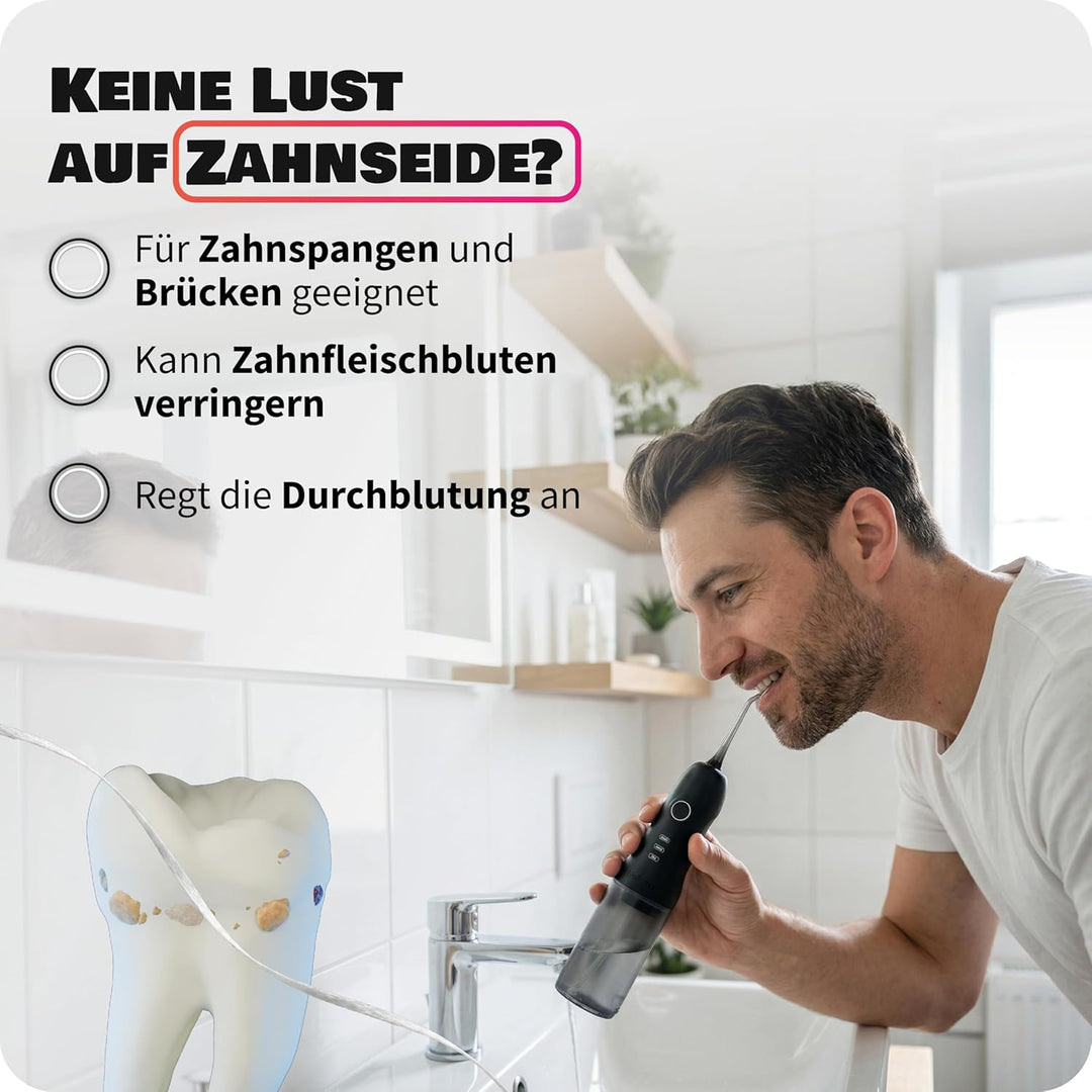 Zahnheld® Super-Set, elektrische Schallzahnbürste GERO + Munddusche AQUADENT | inkl. Bürstenkopf & R