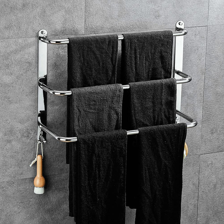Yeegout No Drill 3-Tiers Handtuchhalter Edelstahl-Handtuchhalter für Bad Küche und Toilette (Silber)