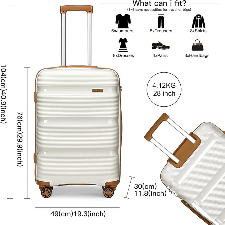 KONO Gepäck-Sets… Creme Weiss XL (76cm Gross Koffer), Creme Weiss XL (76cm Gross Koffer)