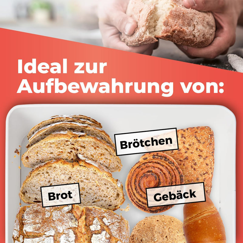 Lumaland Cuisine Brotkasten | Brotdose aus Metall mit Bambus Deckel | Brotbox rechteckig 30,5 x 23,5