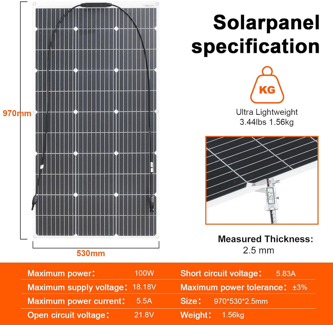 Flexibles Solarpanel Kit 100 Watt Mit Laderegler für 12V Batterien 1pcs X 100W Solarpanel Kit, 1pcs