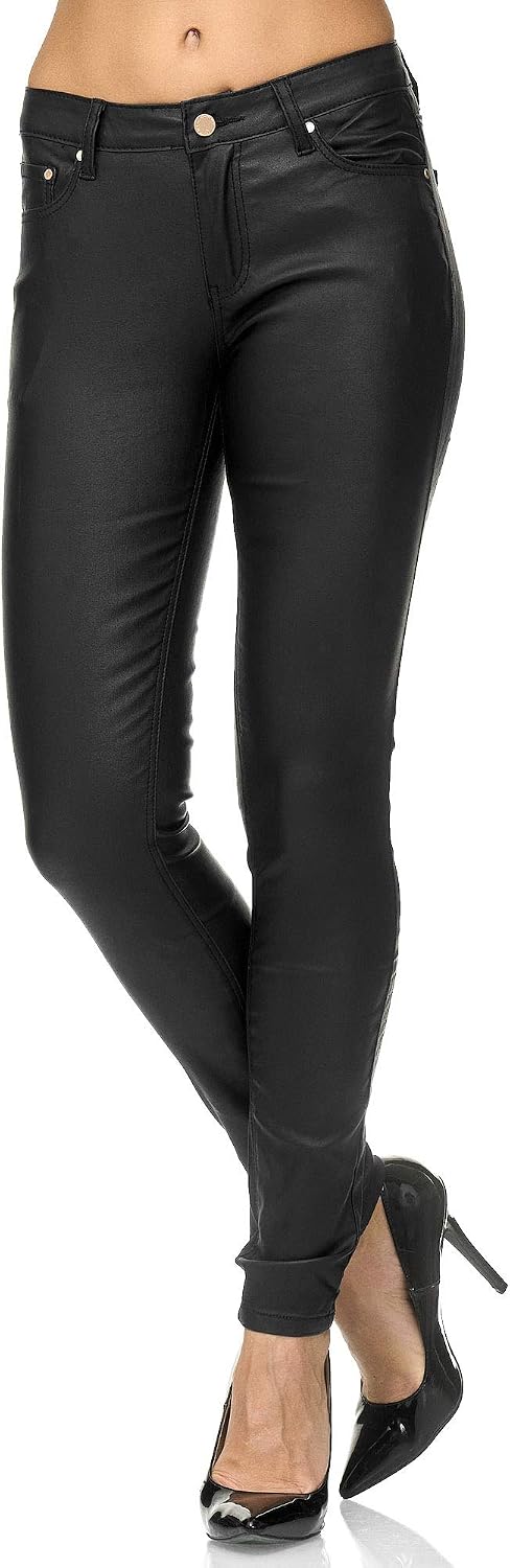 Elara Damen Hose Kunstleder Push Up Effekt Chunkyrayan 32 Slim Schwarz Fällt Eine Nummer Kleiner aus
