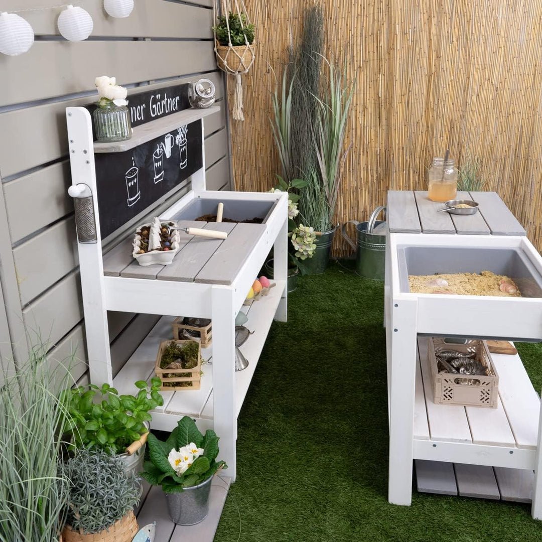 Meppi Matschküche Outdoorküche - Kleiner Gärtner Flexi - Weiss/grau aus Holz