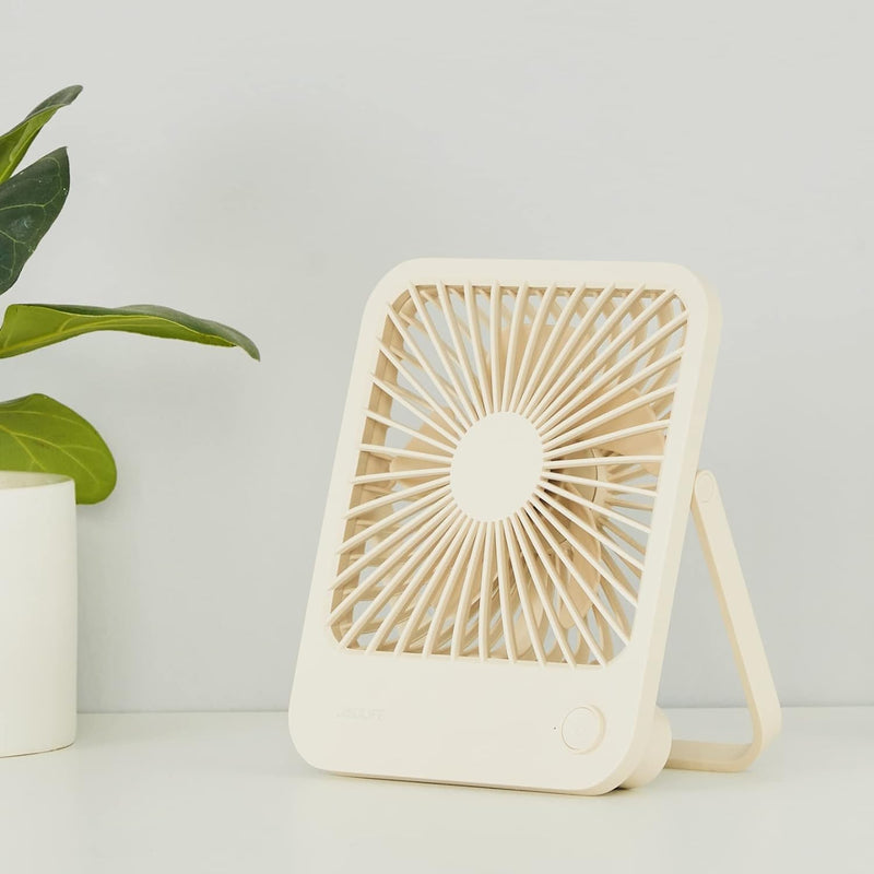 JISULIFE Tischventilator Batterie Wiederaufladbarer Ventilator，4500mAh 180° Faltbarer Tragbarer Pers