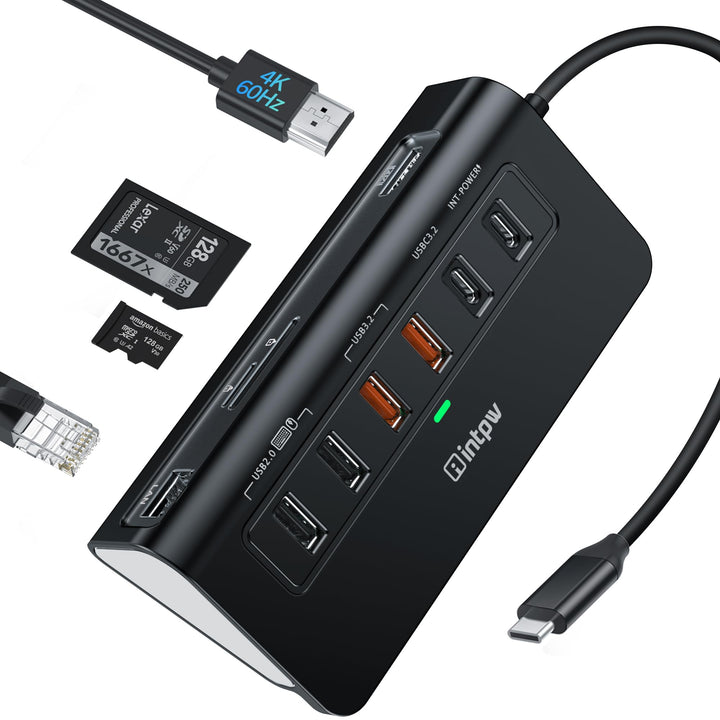P9R PRO USB C Hub, 10-in-1 USB C Docking Station mit 1Gbps Ethernet,1M Kabel， 4K@60Hz HDMI, 10Gbps 2