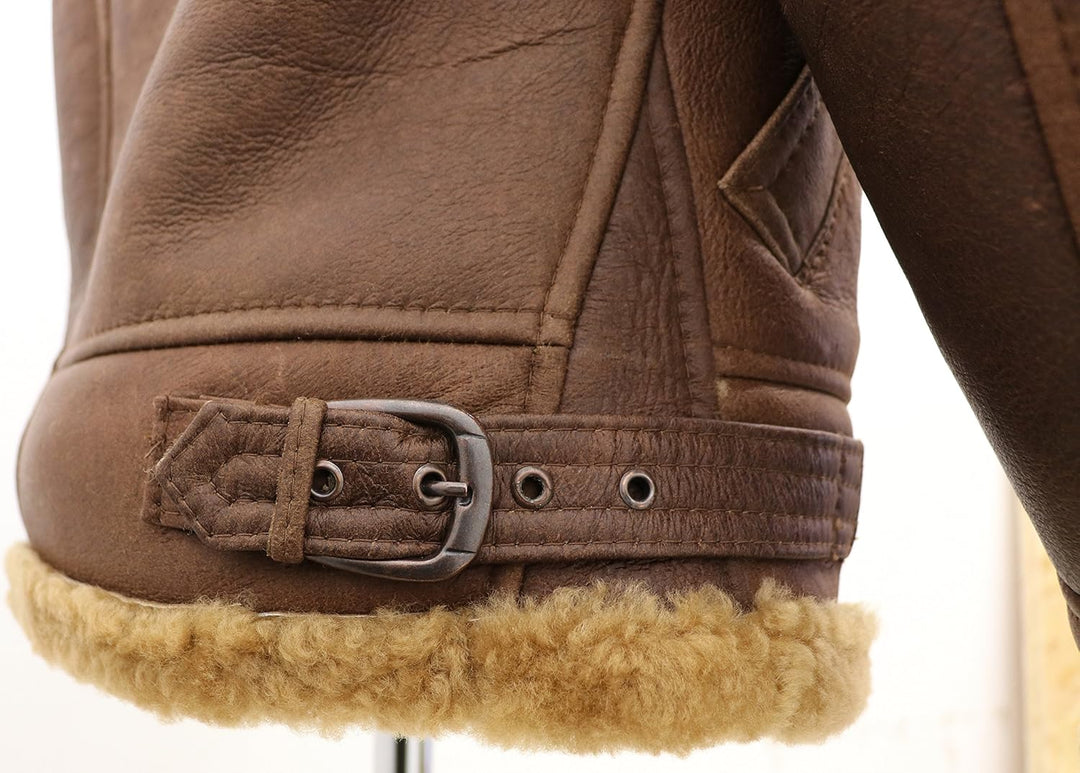 Herren Braun B3 Shearling Schaffell WW 2 Bomber Leder Fliegend Flieger Jacke XS Braun, XS Braun