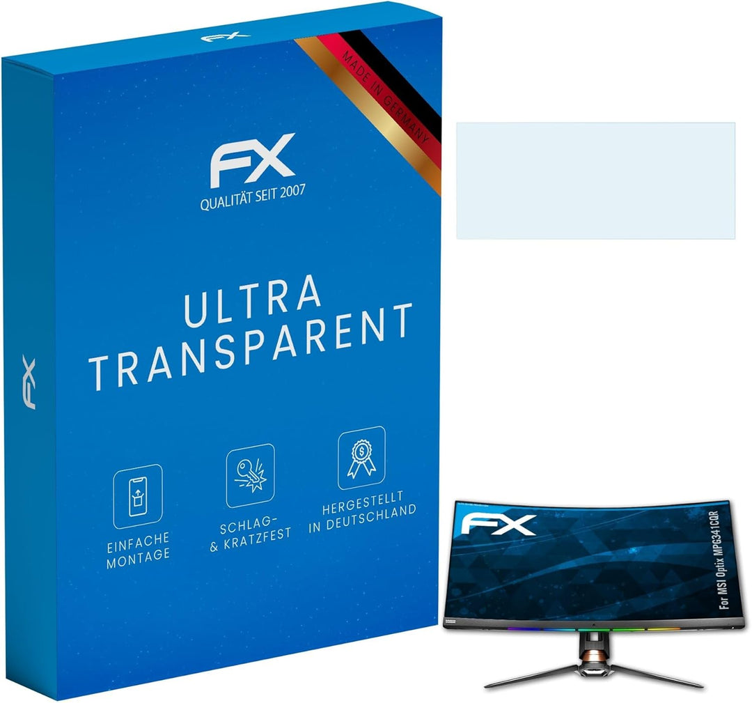 atFoliX Schutzfolie kompatibel mit MSI Optix MPG341CQR Folie, ultraklare FX Displayschutzfolie