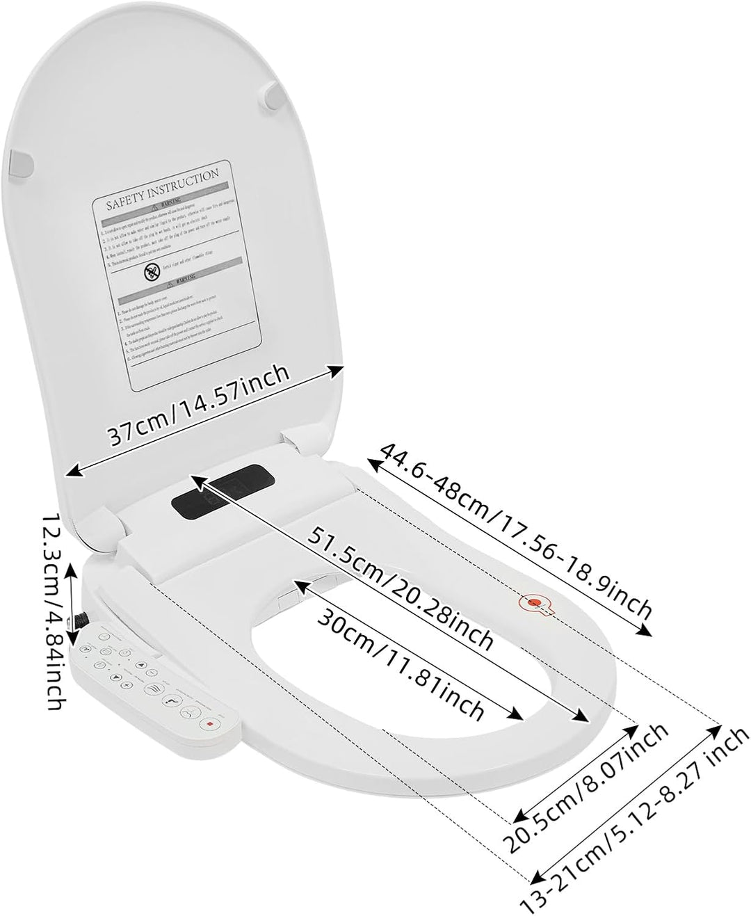 Bidet Toilettensitz 1030W Mit Warmlufttrockner Und Fernbedienung, Dusch WC Sitz Mit Sitzheizung Und