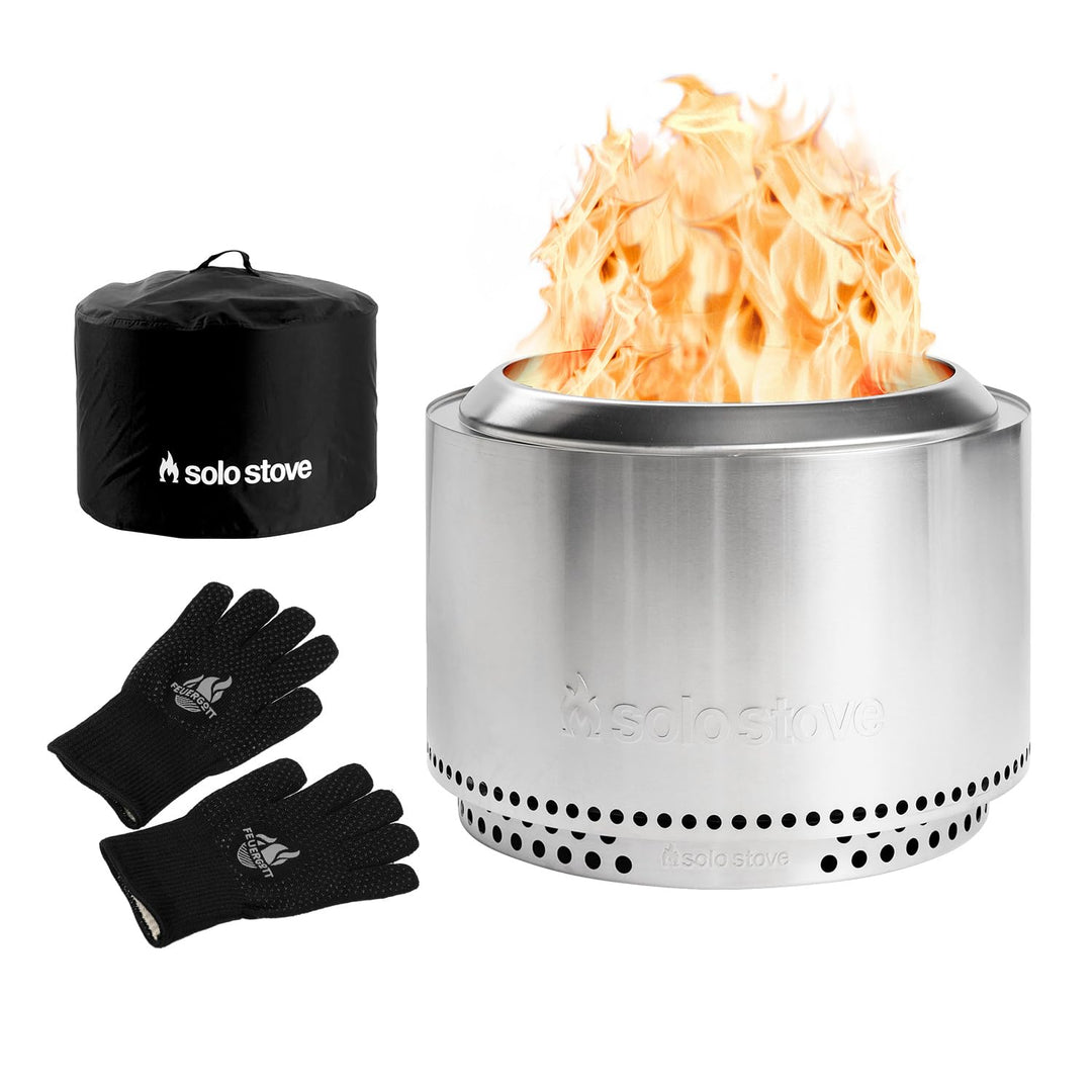 Set - Solo Stove Canyon XL Ø 76cm rauchfreie Feuerstelle & Grill- & Ofenhandschuhe, hitzebeständig b