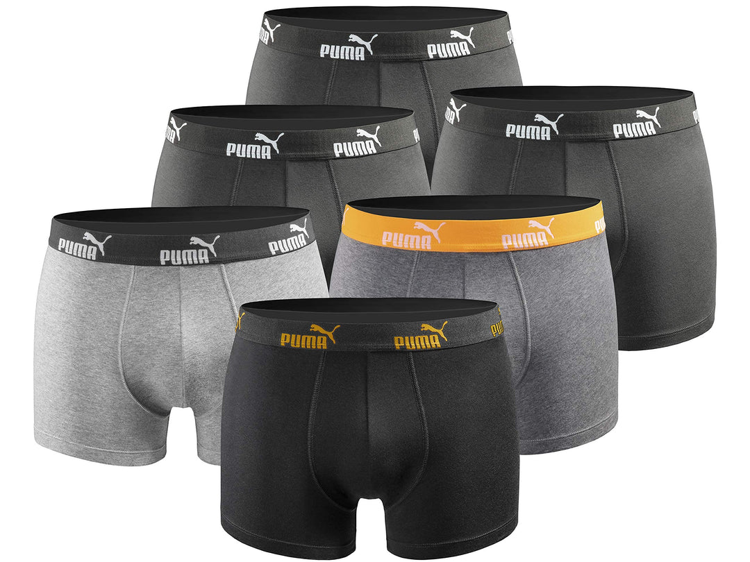 PUMA Boxershort 6er Pack Herren Basic Black Limited Edition Anthracite-black-new L, Anthracite-black