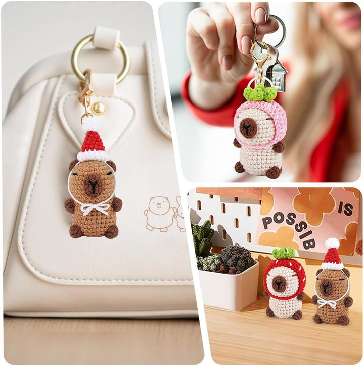 KBIBCK Häkelset für Anfänger, 2PCS Capybara Häkelset Tiere, Starter-Set Tiere Häkeln Set mit Anleitu