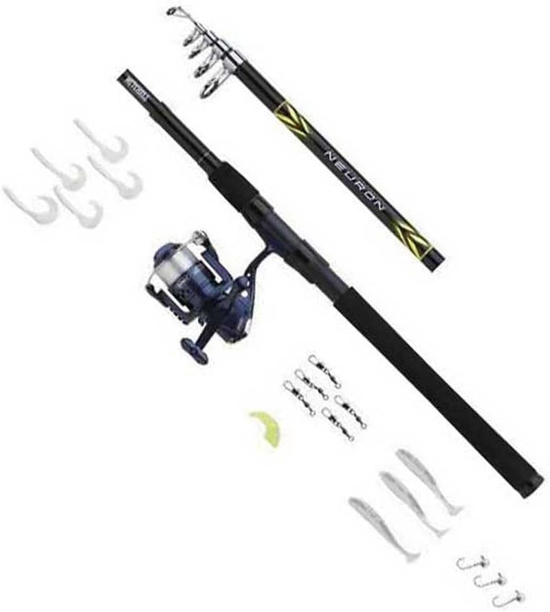 Mitchell Neuron Saltwater Spin Combo, Ideal Rod and Reel Set for Inshore Spinning, Lure Fishing, Gre