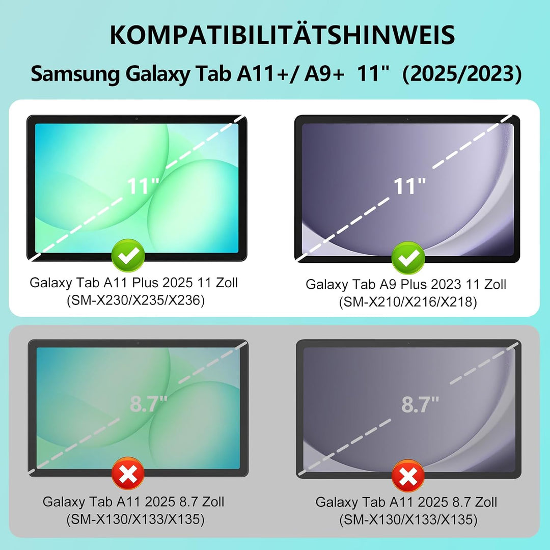 Tastatur Hülle für Samsung Galaxy Tab A11+ 2025 (SM-X230)/Tab A9+ 2023 (SM-X210),Magnetische Abnehmb