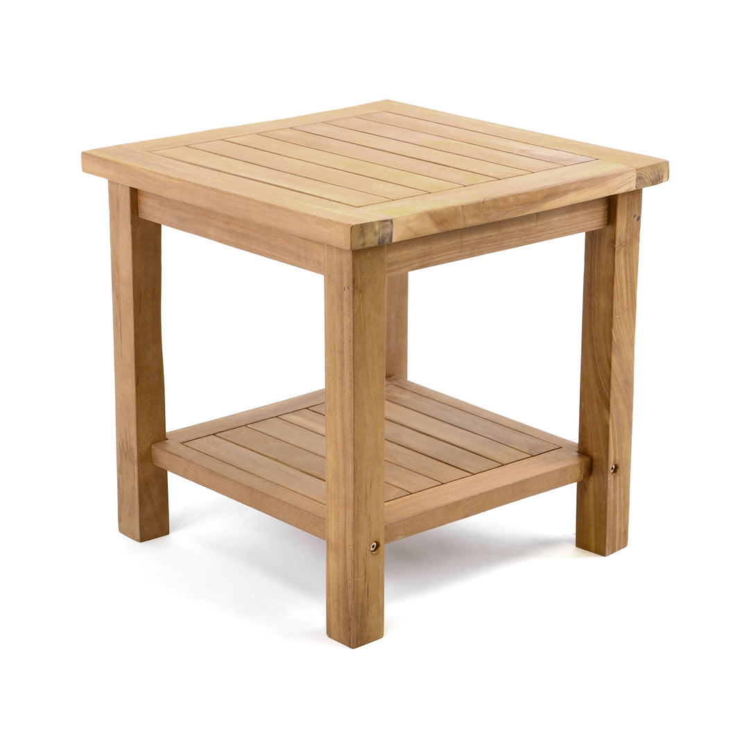 Divero Beistelltisch Blumen Hocker Balkontisch Teak Holz Tisch für Bad Terrasse Balkon Garten – wett
