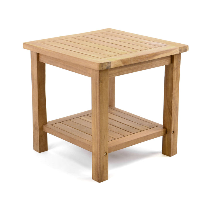 Divero Beistelltisch Blumen Hocker Balkontisch Teak Holz Tisch für Bad Terrasse Balkon Garten – wett