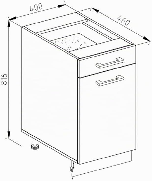 Vicco Küchenunterschrank R-Line, Goldkraft Eiche/Anthrazit, 40 cm J-Shape, ohne Arbeitsplatte Goldkr