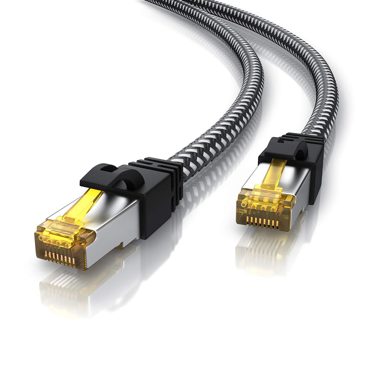 CSL - 10m CAT 7 Netzwerkkabel Gigabit Ethernet LAN Kabel - Baumwollmantel - 10000 Mbit s - Patchkabe