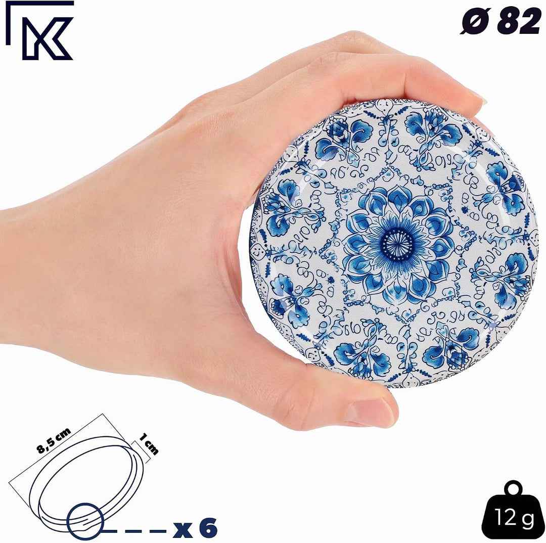 KADAX 10er Set Marmeladengläser 350ml TO82 Weiss/Blau, Einmachgläser Vorratsgläser Mason Jar mit Sch