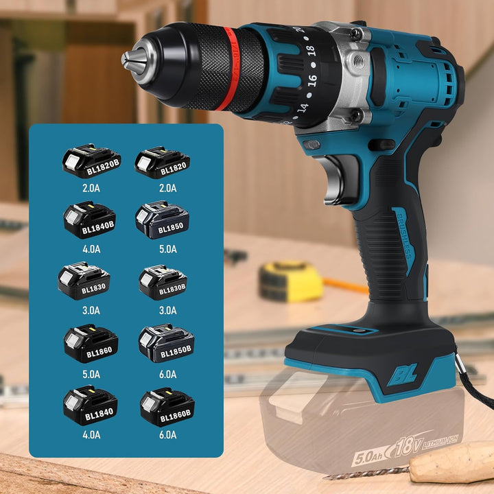 Akku Bohrschrauber Kompatibel mit Makita 18V Lithium-Akku, 120Nm Bürstenloser Schlagbohrschrauber mi