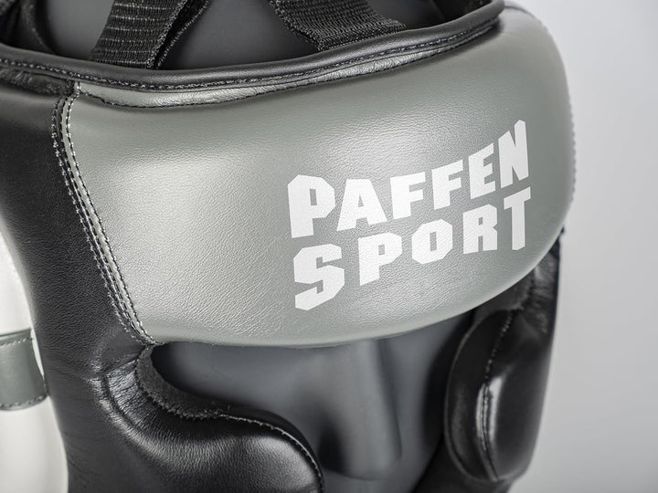Paffen Sport «Kids» Kopfschutz für das Training im Boxen, Kickboxen, Muay Thai Schwarz/Weiss/Grau, S