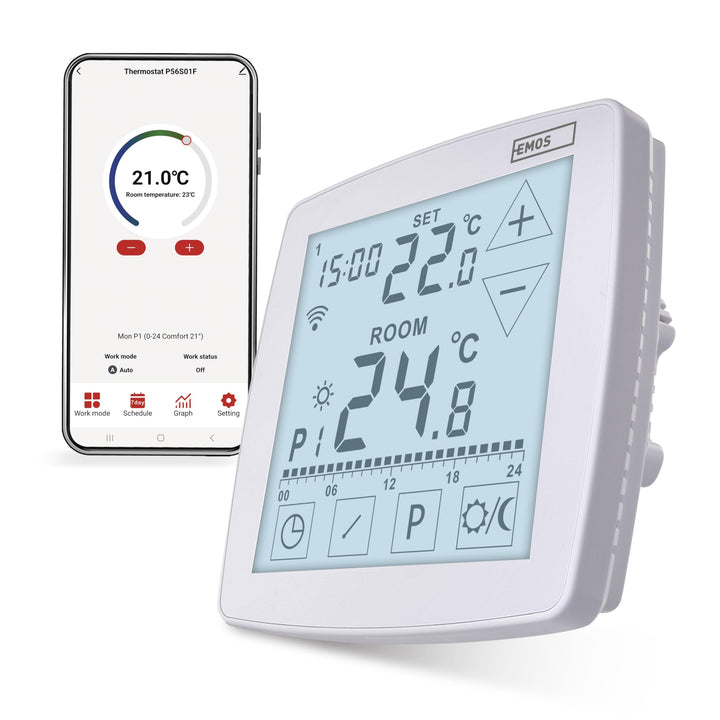EMOS GoSmart - Smart Home Raumthermostat mit App - WiFi - Open Therm Thermostat für Fussbodenheizung