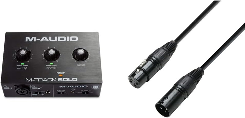 M-Audio M-Track Solo – USB Audio Interface für Aufnahmen, Streaming und Podcasting & Adam Hall Cable