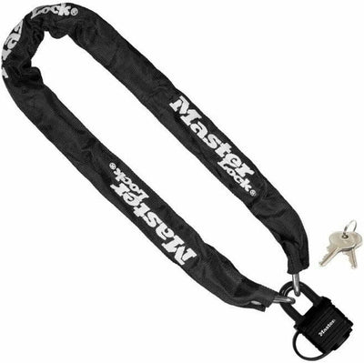 MASTER LOCK Fahrradschloss Stahlkettenglied mit Vorhängeschloss [mit Schlüssel] [90 cm Kette] 8390EU