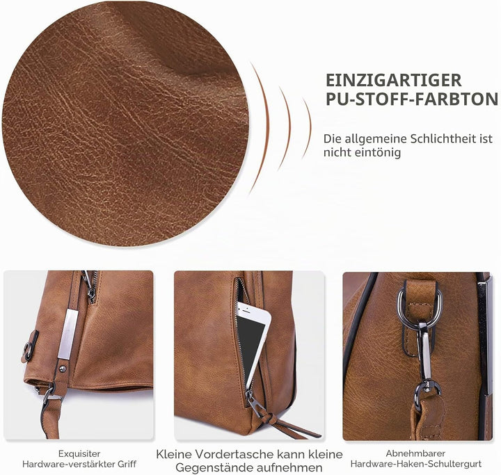 NICOLE &amp; DORIS Handtasche Damen Umhängetasche Weiche Leder Taschen Gross Schultertasche Retro Henkel
