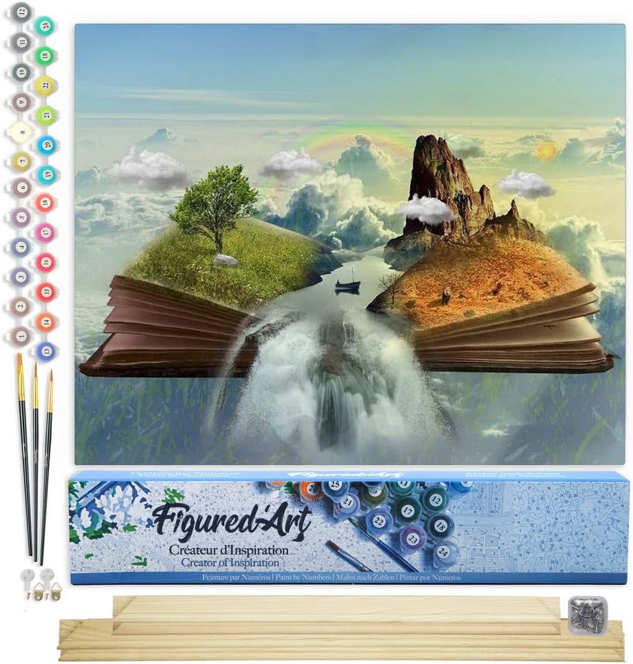 Figured'Art Malen Nach Zahlen Erwachsene Mit Rahmen Buch Landschaft - Paint by Numbers Basteln DIY B
