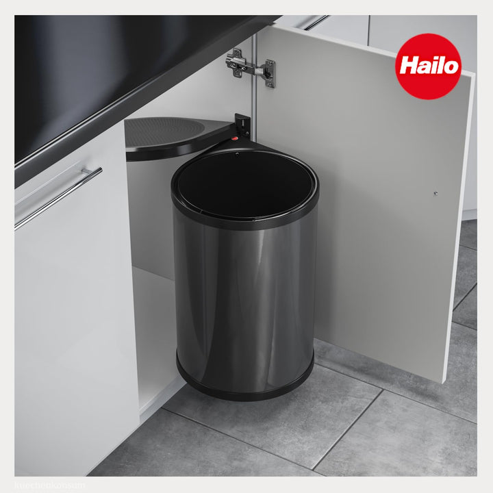 Hailo Abfallsammler 3520071 | Swing Mono 20 Liter | Einbau-Mülleimer mit Schwenkfunktion | Dunkelgra