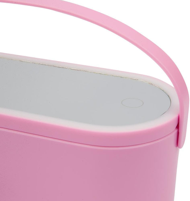 Kosmetikbox mit innovativem Design mit abnehmbarem drehbarem Spiegel, faltbar und mit LED-Lichtern,