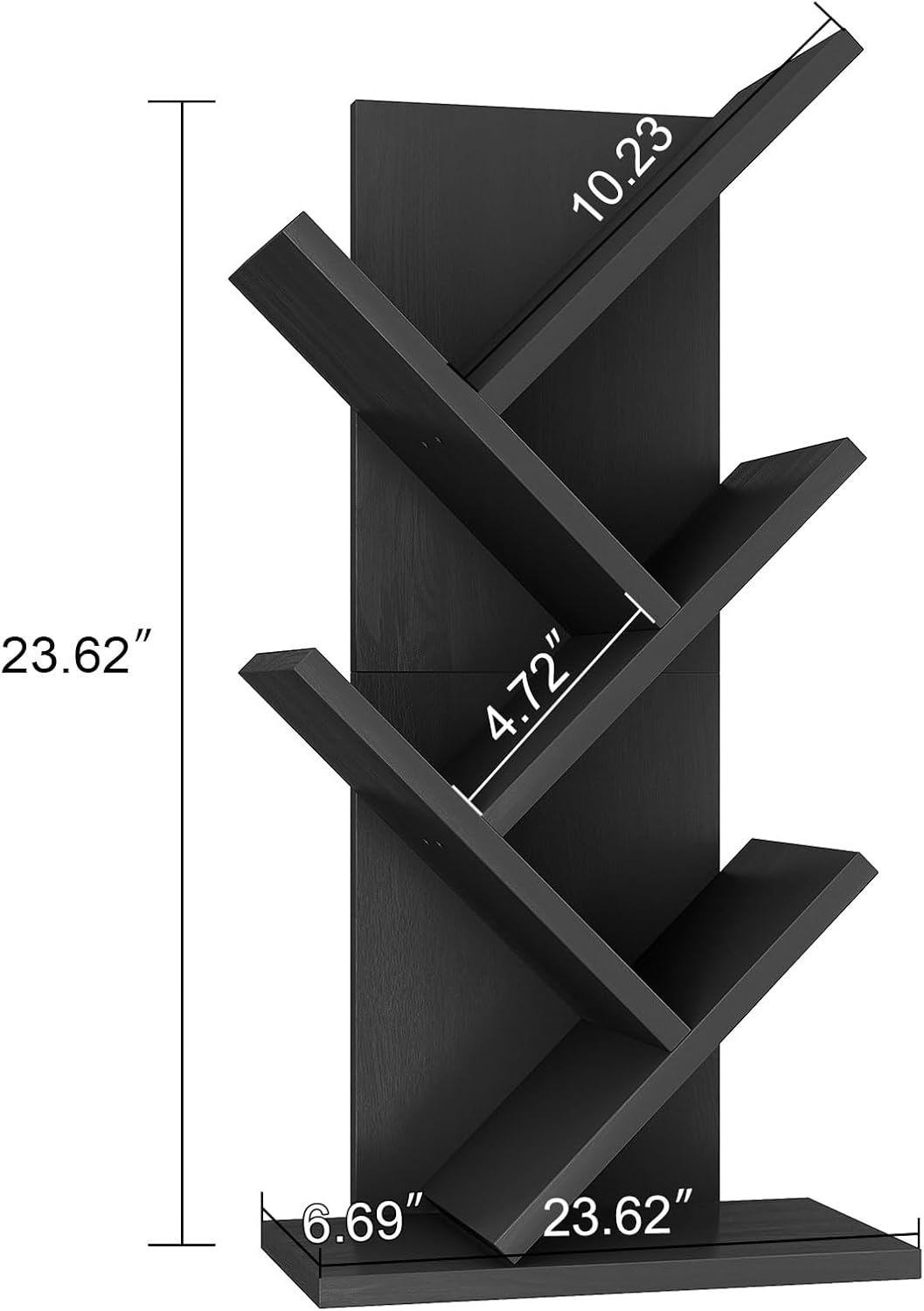 YMYNY Bücherregal im Baumform, 4 Ebenen Raumteiler, Standregal, 30x17x60 cm, Platzsparend, Holzregal