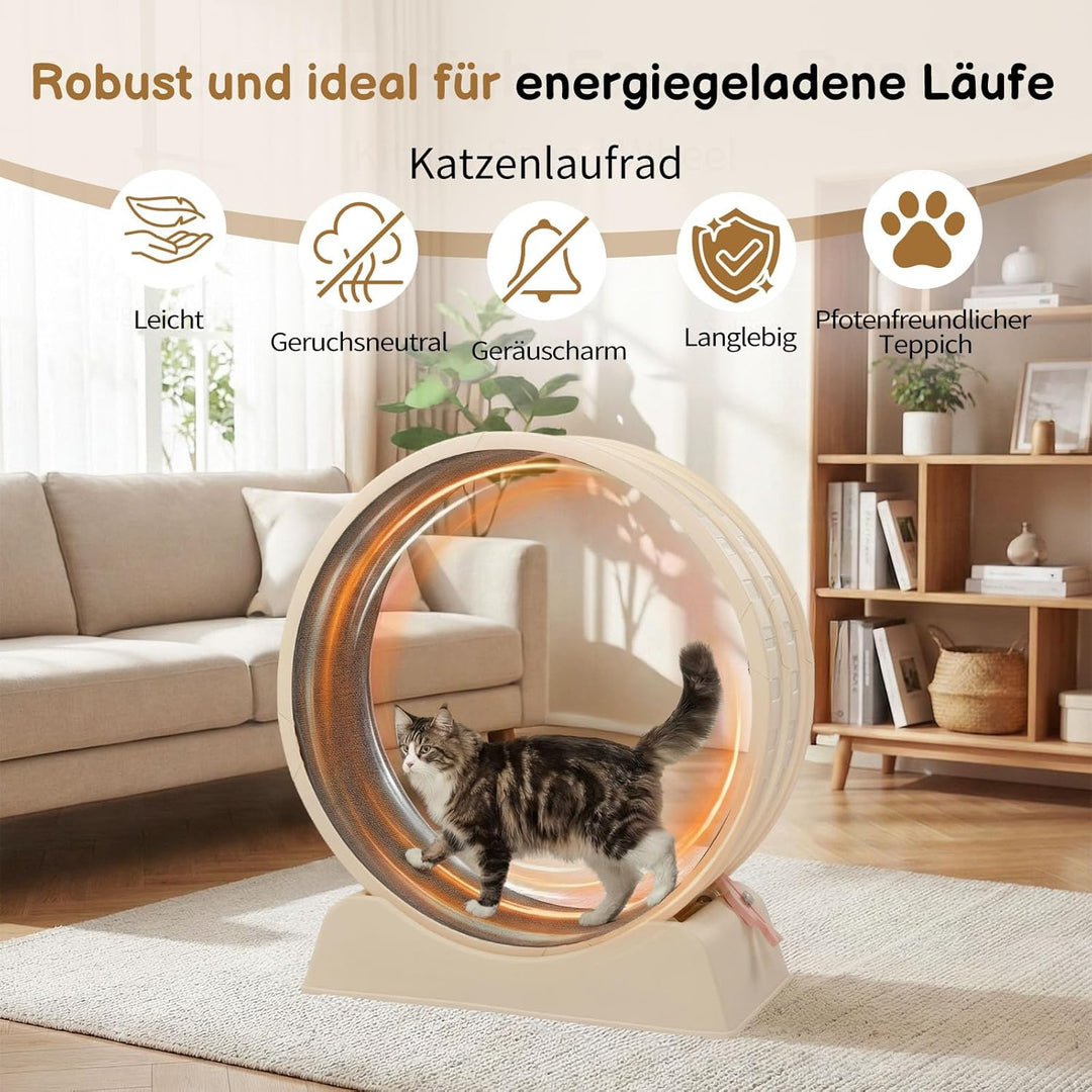 LEADZM Katzenlaufrad 80cm Durchmesser - Laufrad Katze aus Kunststoff, Inklusive Teppich und Katzensp
