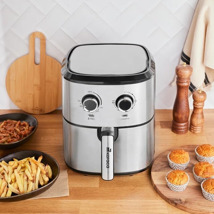 Karaca Multifry Inox 1700W Doppelfritteuse 5,5 Liter XL, Öl verspritzt, grossen Behälter, Geruchsneu