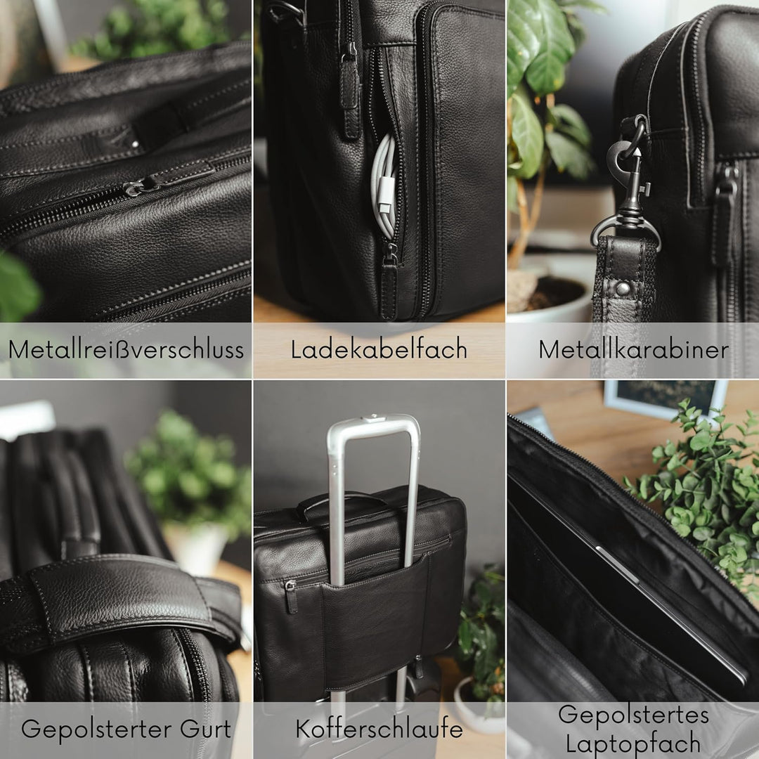 Baur XXL Tasche Echtes Leder | Laptoptasche bis 16 Zoll | Handgefertigte Businesstasche | Aktentasch