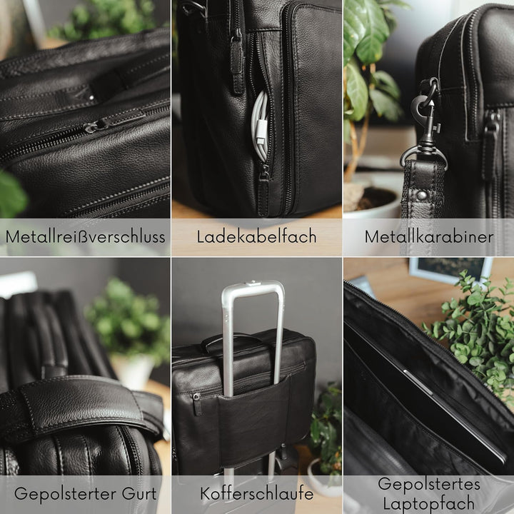 Baur XXL Tasche Echtes Leder | Laptoptasche bis 16 Zoll | Handgefertigte Businesstasche | Aktentasch