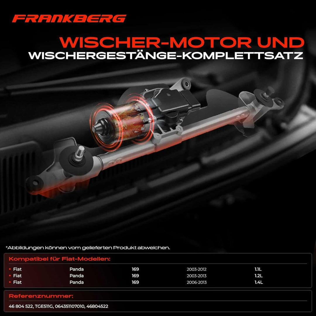 Frankberg Wischergestänge mit Wischermotor Vorne für Panda 169 1.1L 1.2L 1.3L 1.4L 2003-2012 4680452