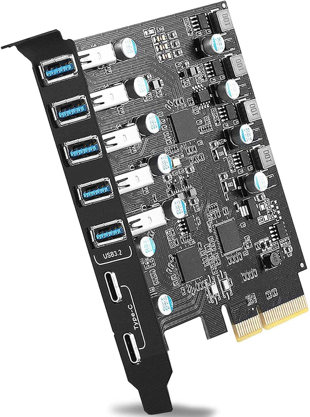 Pcie USB 3.2/3.1 Gen 2 Karte 7 Ports (2X USB C - 5X USB A), USB Expansion Karte mit 10 Gbps Internal
