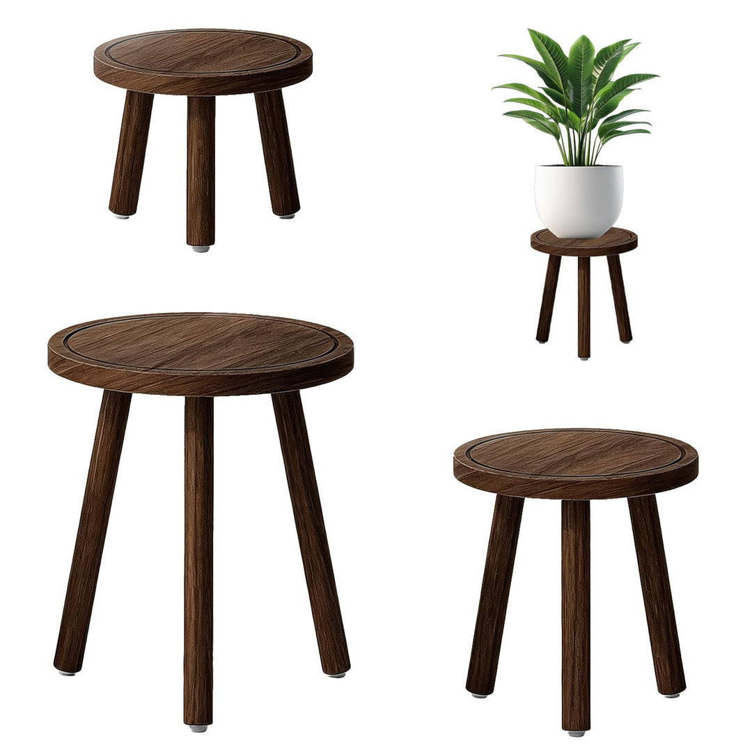 Blumenständer Stabil Blumenständer Holz, Pflanzenhocker Set (Walnussholz), Walnussholz