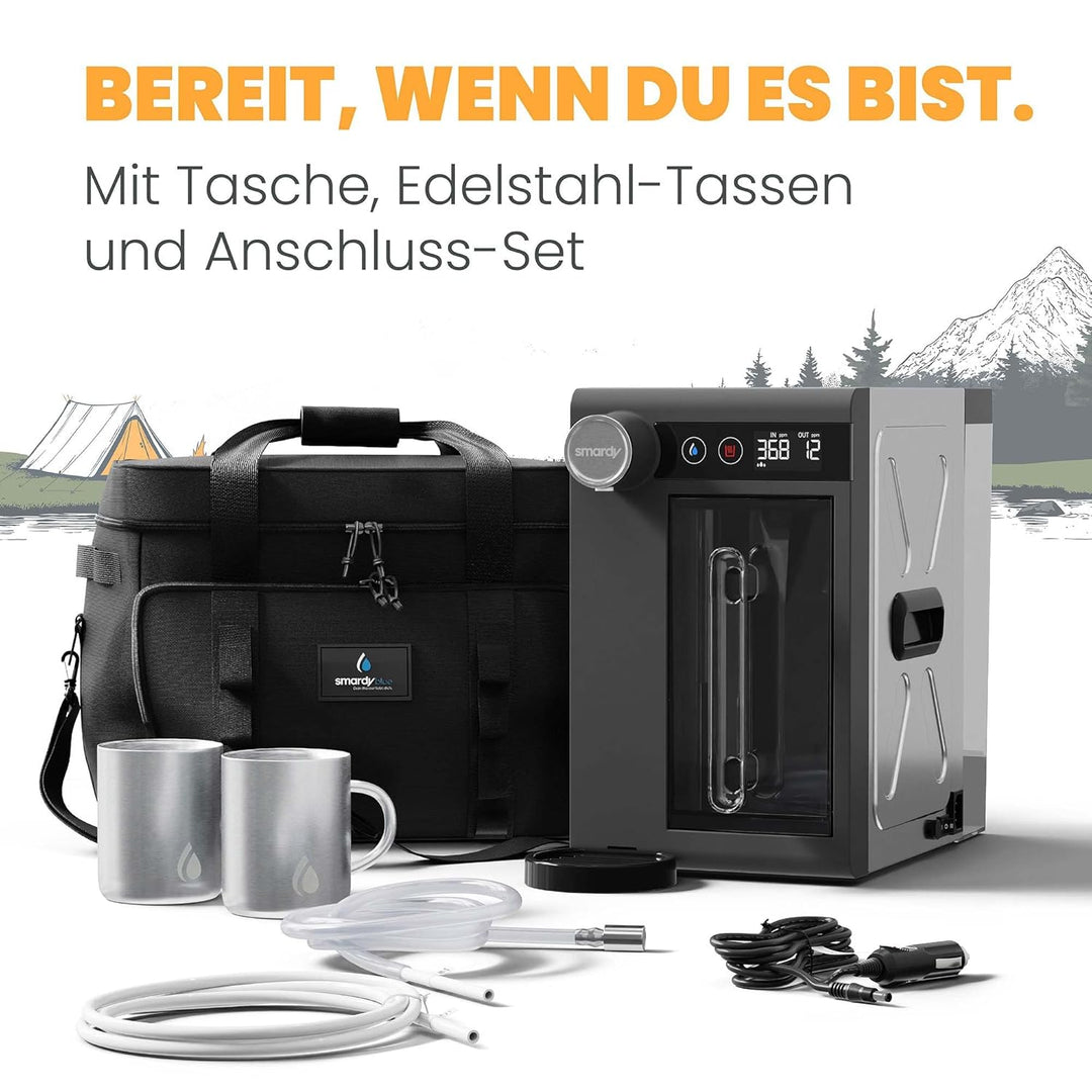 smardy blue CampingBar genius, mobile Osmoseanlage für Camping &amp; Wohnmobil | Netz-, 12/24V- und Powe